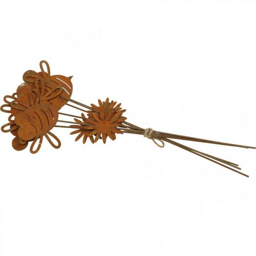 Prodotto Paletto da giardino ape, decorazione primaverile, paletto in metallo ruggine L24,5cm 6 pz