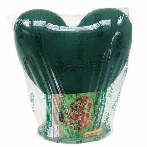 Prodotto Cuore in schiuma floreale 3D con piede in schiuma floreale verde 30 cm x 28 cm