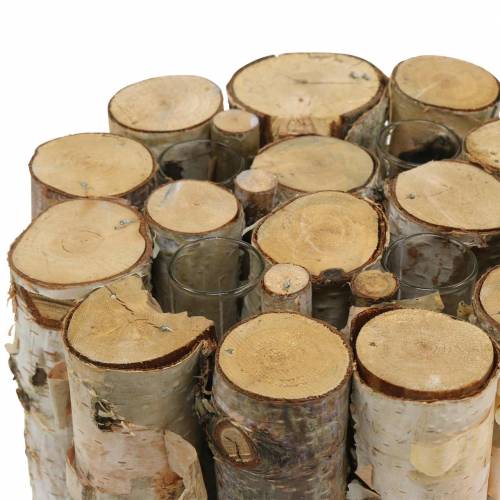 Floristik24 Barattolo di betulla con provette naturali Ø17cm H13cm