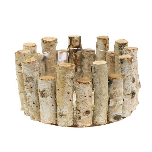 Ciotola per fioriera realizzata con rami di betulla H14cm Ø24cm