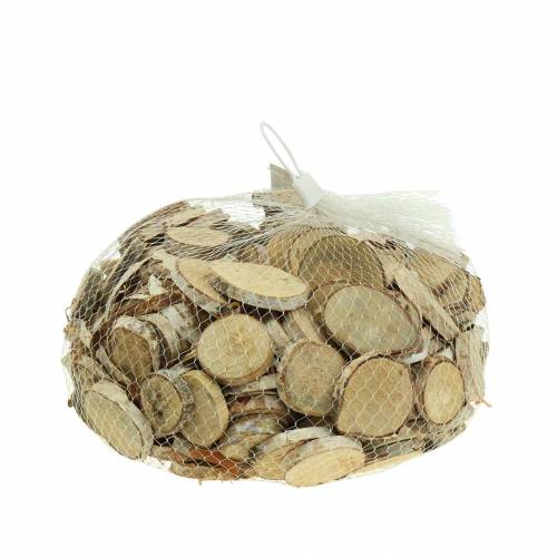 Prodotto Fette di betulla tonde naturali 5cm 1kg per la decorazione con corteccia