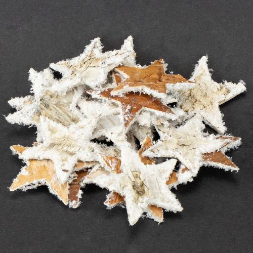 Prodotto Stelle di betulla, innevate, 4 cm, naturali, 60 pezzi