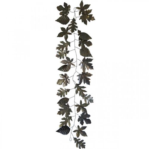 Floristik24 Decorazione da parete ghirlanda di metallo foglie in ottone L100cm L27cm