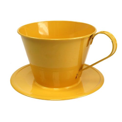 Floristik24 Tazza Deco gialla Ø16cm H11cm