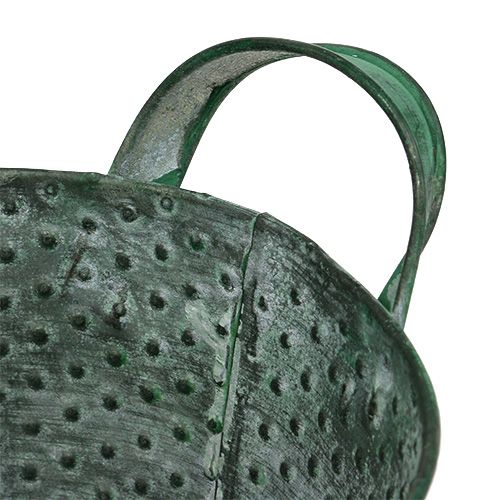 Floristik24 Secchio di latta verde con pois Ø15cm H12cm