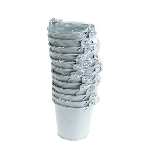 Floristik24 Secchio di latta bianco Ø8cm H7cm 12p