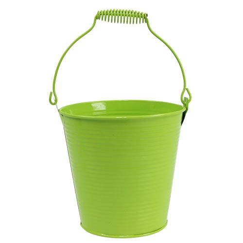 Floristik24 Secchio di latta verde mela Ø15cm H14,5cm