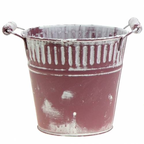 Secchio di metallo viola lavato bianco Ø22cm H21cm