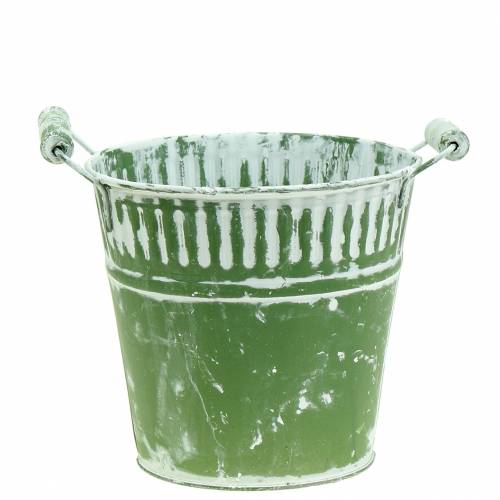 Secchio di latta verde imbiancato Ø16cm H15cm 1 pezzo | Floristik24.it