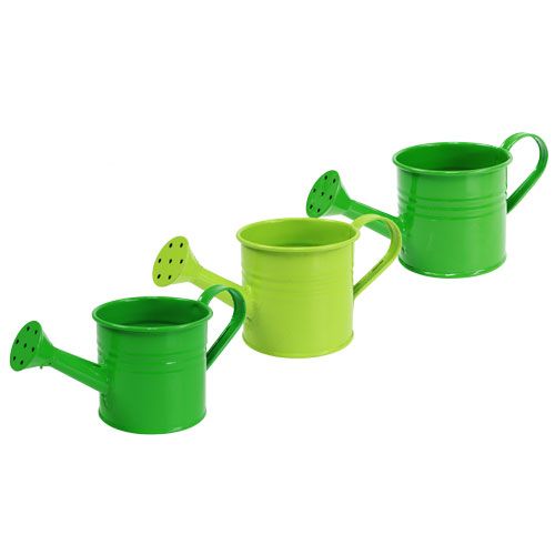Floristik24 Annaffiatoi di latta tipo verde. Ø7,5cm H6,5cm 8pz