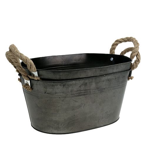 Floristik24 Ciotola in latta ovale antico 31 x 20 cm H15 cm 2pz