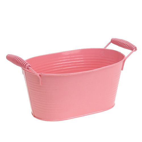 Floristik24 Ciotola in lamiera ovale salmone 20cm x 12cm H9cm