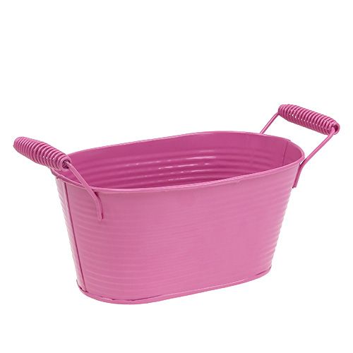 Floristik24 Ciotola di latta ovale rosa 19,5 cm x 11 cm x 9 cm