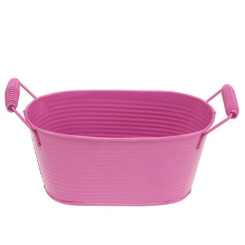 Floristik24 Ciotola di latta ovale rosa 19,5 cm x 11 cm x 9 cm