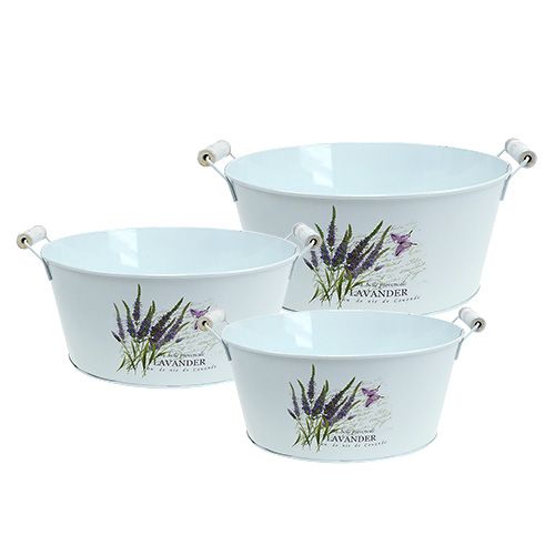Floristik24 Set da 3 set bianco con motivo lavanda