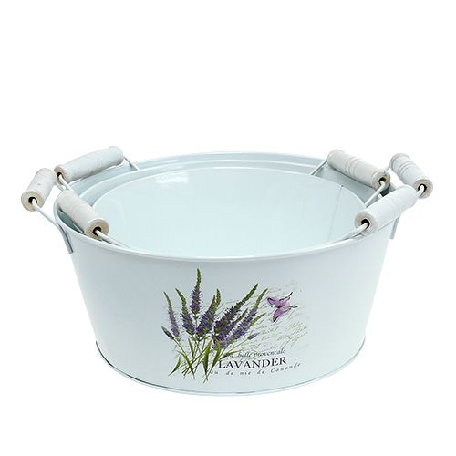 Floristik24 Set da 3 set bianco con motivo lavanda