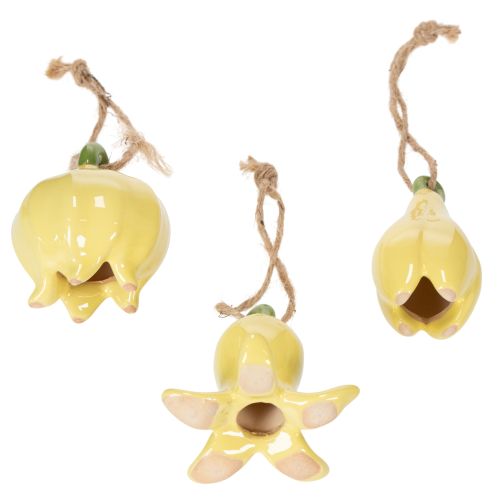 Prodotto Ciondoli a forma di fiore in ceramica, design allegro, motivo floreale, decorazione primaverile, 9 cm, 6 pezzi