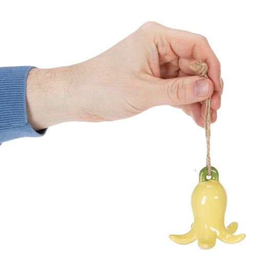 Prodotto Ciondoli a forma di fiore in ceramica, design allegro, motivo floreale, decorazione primaverile, 9 cm, 6 pezzi