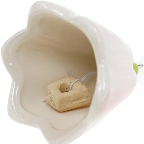 Floristik24 Campanella da appendere rosa, panna decorazione primaverile ceramica H6cm 6pz