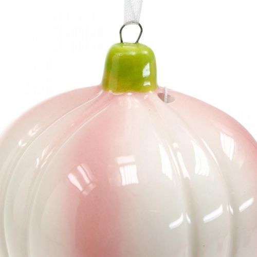 Floristik24 Campanella in fiore da appendere rosa, ceramica fiore crema H 8,5 cm 3 pezzi