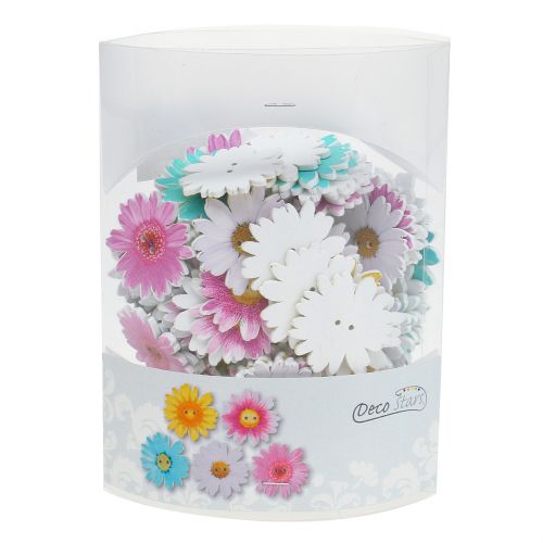 Floristik24 Fiori come bottoni in legno Ø3,5cm assortiti 90 pezzi