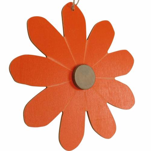 Ciondolo fiore, fiori decorativi arancio e bianco, decorazione in legno, estate, fiori decorativi 8 pezzi