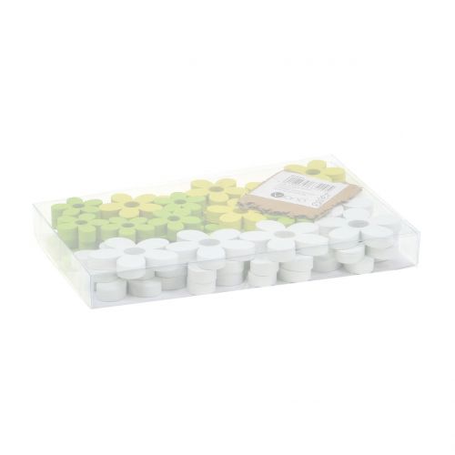 Floristik24 Fiore in legno bianco/giallo/verde 3cm - 5cm 48 pz