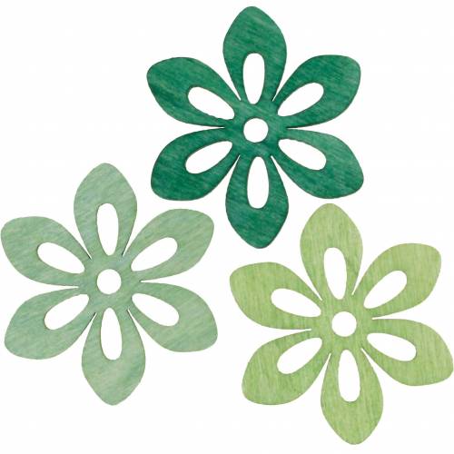 Floristik24 Fiori sparsi verdi, decorazioni primaverili, fiori di legno da spargere, decorazione della tavola 72 pezzi
