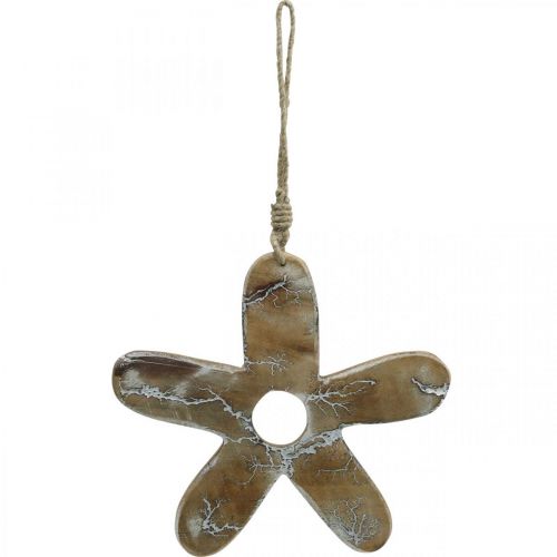 Prodotto Fiore da appendere, decoro in legno con motivo, decoro primaverile naturale, bianco H19,5cm