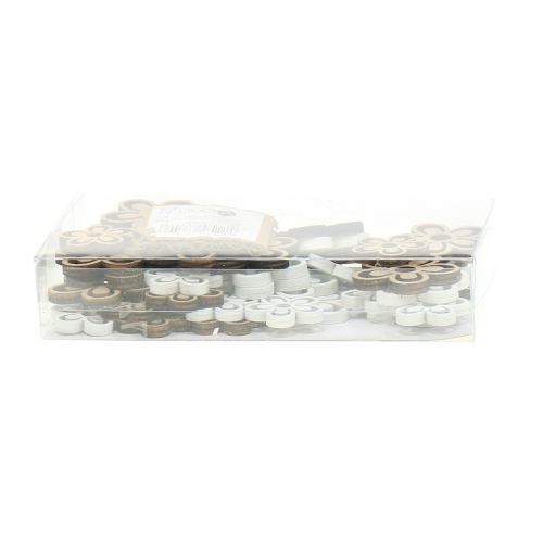 Floristik24 Fiore in legno bianco/naturale 3 cm - 4,5 cm 48 pz
