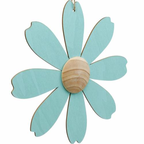 Prodotto Fiori in legno da appendere, decorazione primaverile, fiore in legno rosa e blu, estate, fiori decorativi 4 pezzi