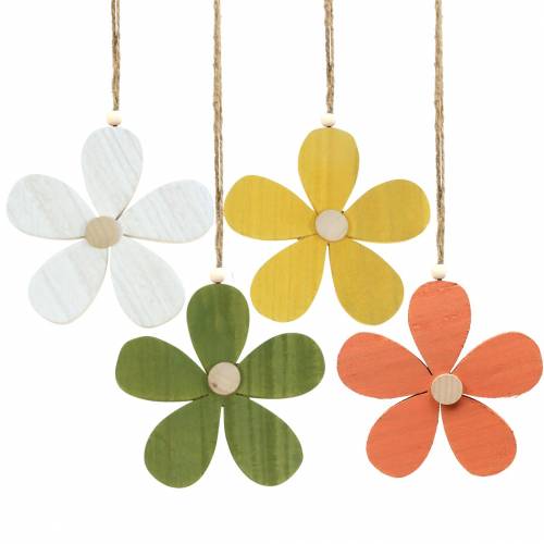 Floristik24 Fiore di legno per appendere colori assortiti 16cm 4 pezzi