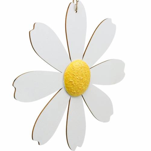 Floristik24 Fiori in legno, decorazione estiva, margherite gialle e bianche, fiori decorativi da appendere 4 pezzi