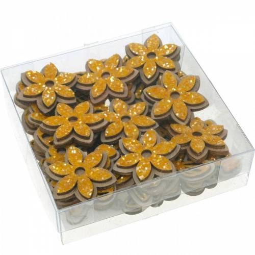 Prodotto Fiori e api da spargere decorazione con confettini in legno arancione primaverile 36 pz