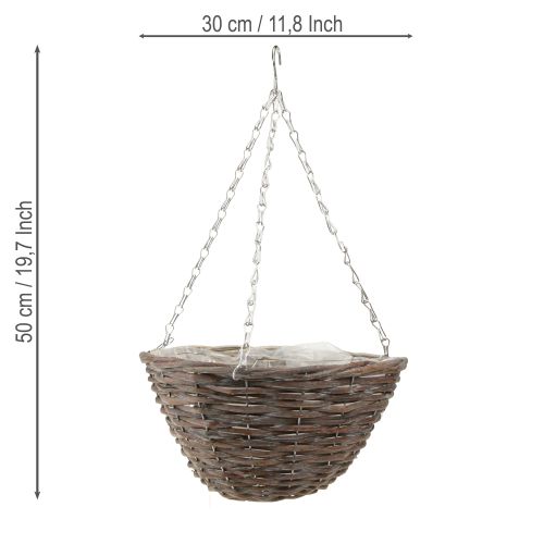 Prodotto Ciotola per fiori appesa in legno naturale grigio Ø30cm 2pz
