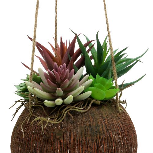 Floristik24 Cestino da appendere con piante grasse artificiali L65cm Ø16cm