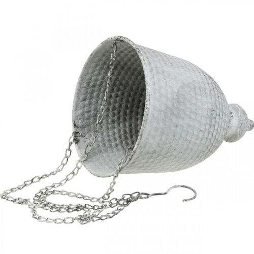 Floristik24 Cestino pensile Shabby Chic Bianco Ø21cm con gancio e catena