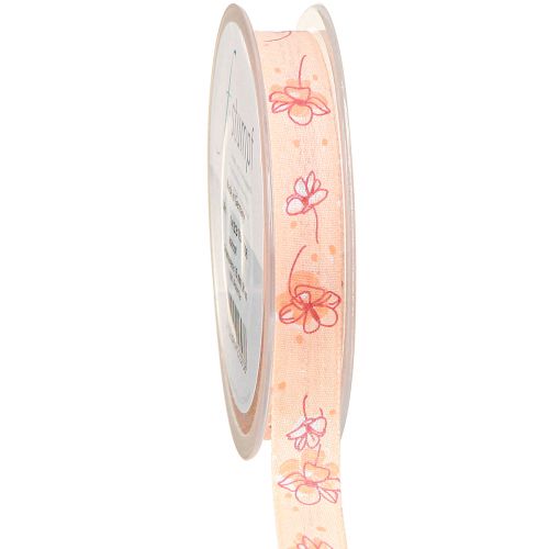 Floristik24 Nastro floreale regalo primaverile nastro albicocca pastello 15mm 20m