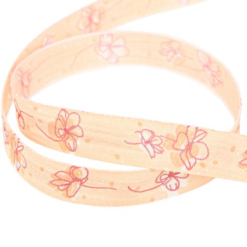 Prodotto Nastro floreale regalo primaverile nastro albicocca pastello 15mm 20m