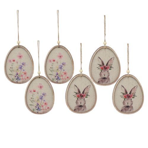 Prodotto Quadro fiore coniglietto nell&#39;uovo Decorazione uova di Pasqua in legno 9,5×12 cm 6 pz