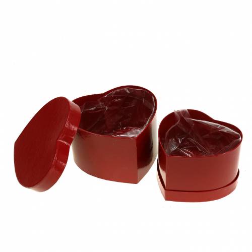 Floristik24 Fioriera cuore rosso 14 / 16cm set di 2