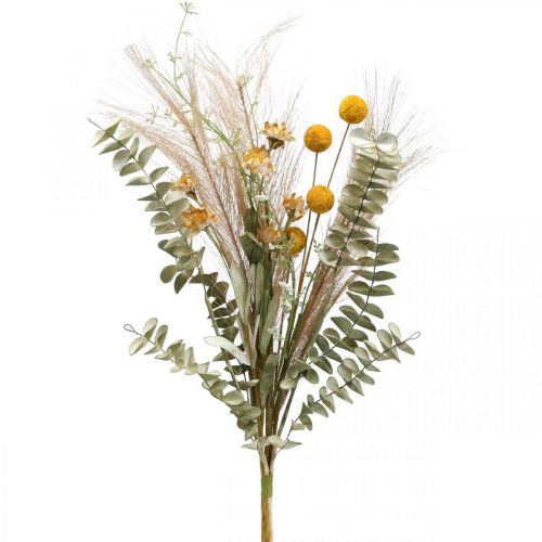 Fiori artificiali Craspedia piuma erba eucalipto mazzo 55cm