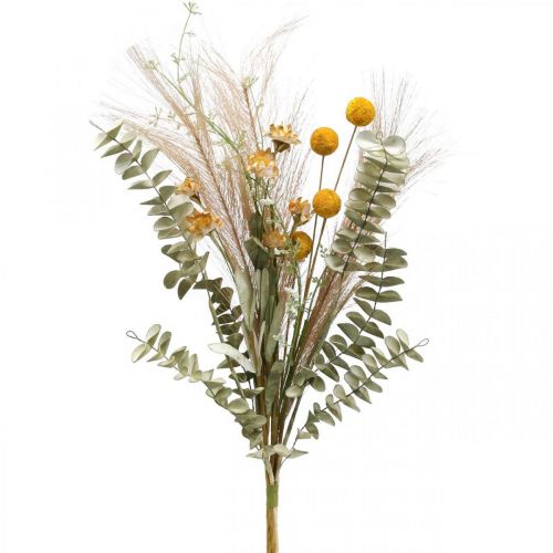 Prodotto Fiori artificiali Craspedia piuma erba eucalipto mazzo 55cm