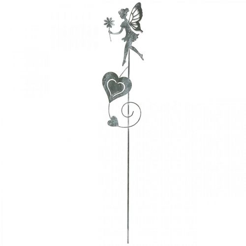 Floristik24 Decorazione da giardino, plug decorativo fiore elfo, decorazione primaverile, plug in metallo, fata con cuori, San Valentino 2 pezzi