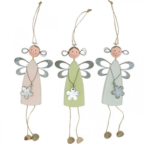 Floristik24 Fata dei fiori con gambe d&#39;albero, primavera, piccoli elfi con fiore, appendiabiti fiore elfo 3 pezzi