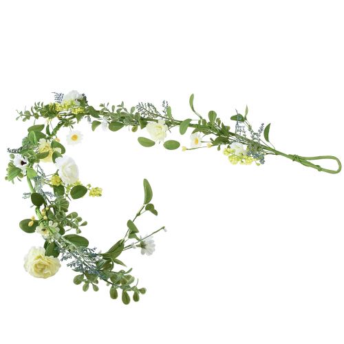 Ghirlanda di fiori artificiali ghirlanda decorativa crema giallo bianco 125 cm