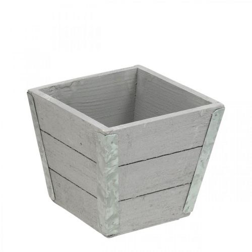 Prodotto Fioriera fioriera in legno shabby chic grigio 12,5×14,5×14,5 cm