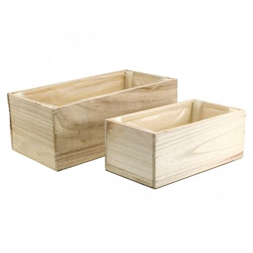 Floristik24 Fioriera fioriera in legno naturale L30/40cm set di 2