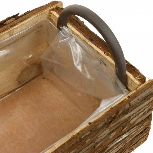 Floristik24 Fioriera, scatola di legno con corteccia, vaso per piante con manici 38 cm