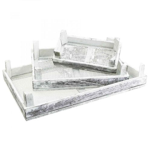 Floristik24 Vassoio decorativo in legno shabby chic set di 3 sottopiatti